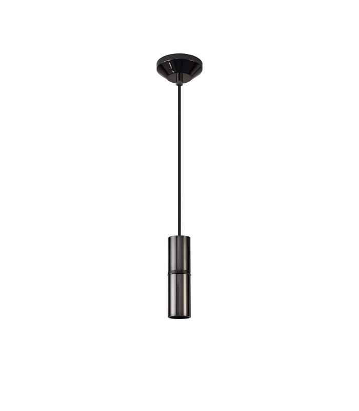 Hudsonville 10cm 1.5m 1 Light Pendant 1 x E27 Black Chrome/Black Braided Cable-4