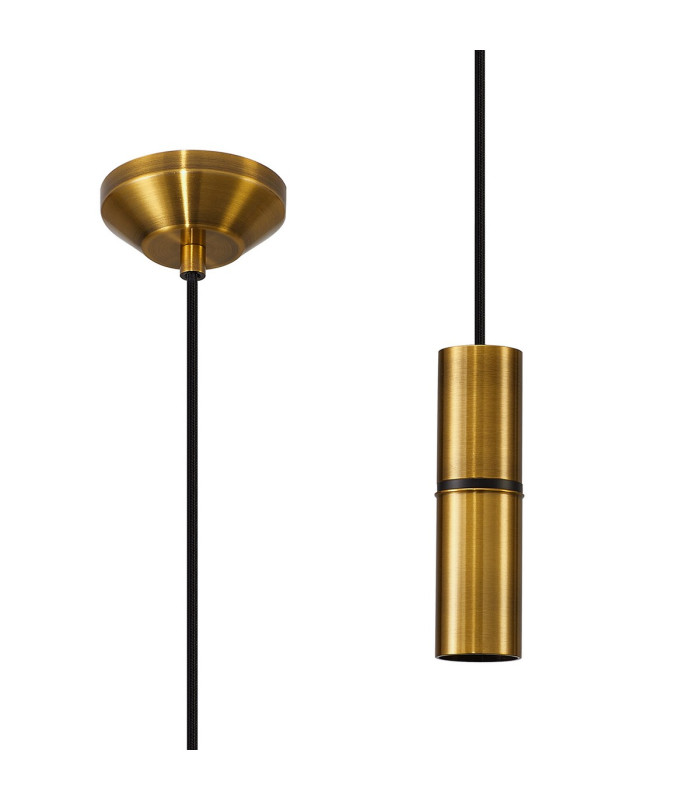 Hudsonville 10cm 1.5m 1 Light Pendant 1 x E27 Gold Bronze/Black Braided Cable-1