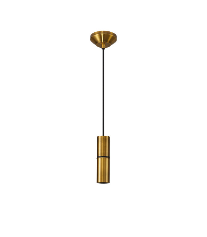 Hudsonville 10cm 1.5m 1 Light Pendant 1 x E27 Gold Bronze/Black Braided Cable-4