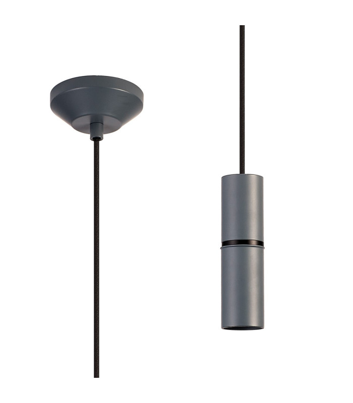 Hudsonville 10cm 1.5m 1 Light Pendant 1 x E27 Grey/Black Braided Cable-1