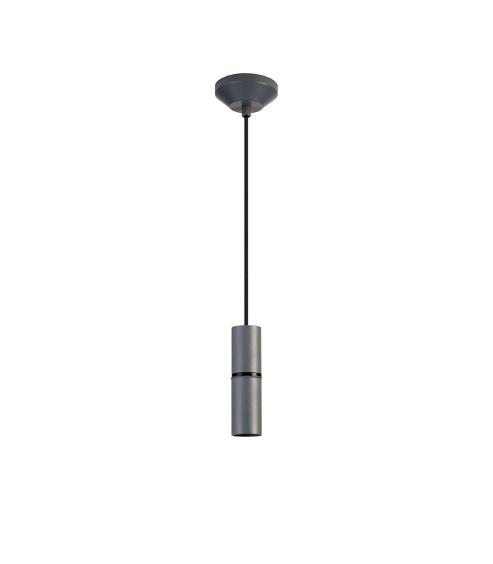 Hudsonville 10cm 1.5m 1 Light Pendant 1 x E27 Grey/Black Braided Cable-4