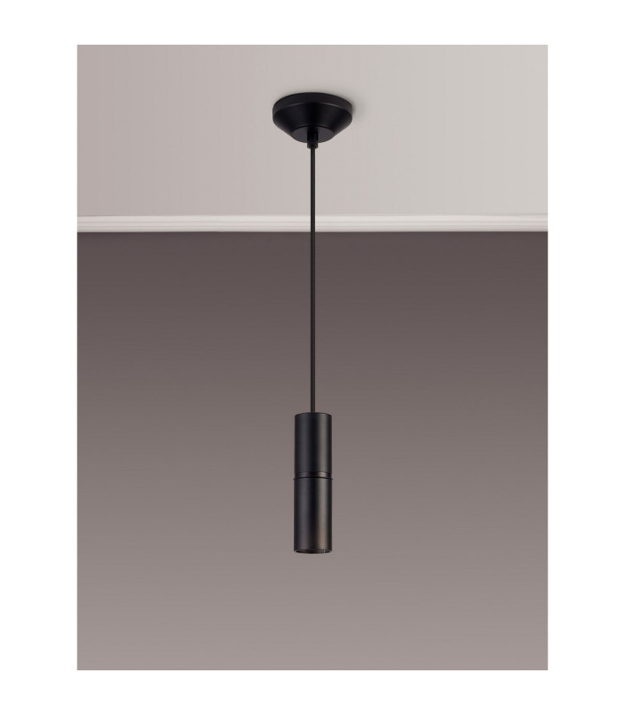 Hudsonville 10cm 1.5m 1 Light Pendant 1 x E27 Matt Black/Black Braided Cable-3