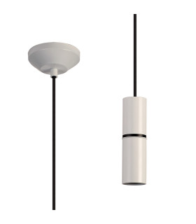 Hudsonville 10cm 1.5m 1 Light Pendant 1 x E27 Matt White/Black Braided Cable-1