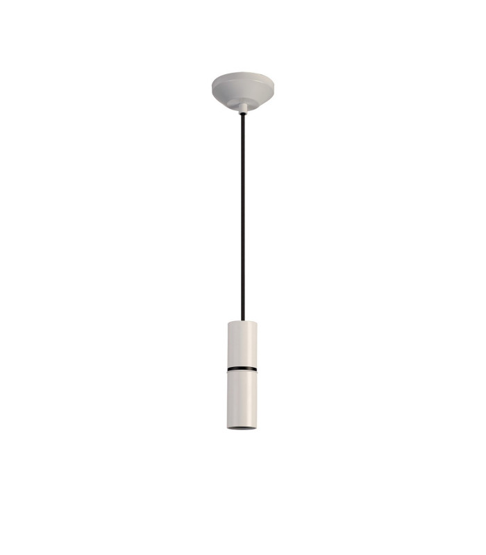 Hudsonville 10cm 1.5m 1 Light Pendant 1 x E27 Matt White/Black Braided Cable-4