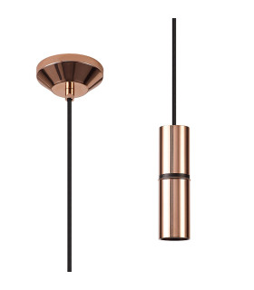 Hudsonville 10cm 1.5m 1 Light Pendant 1 x E27 Rose Gold/Black Braided Cable-1