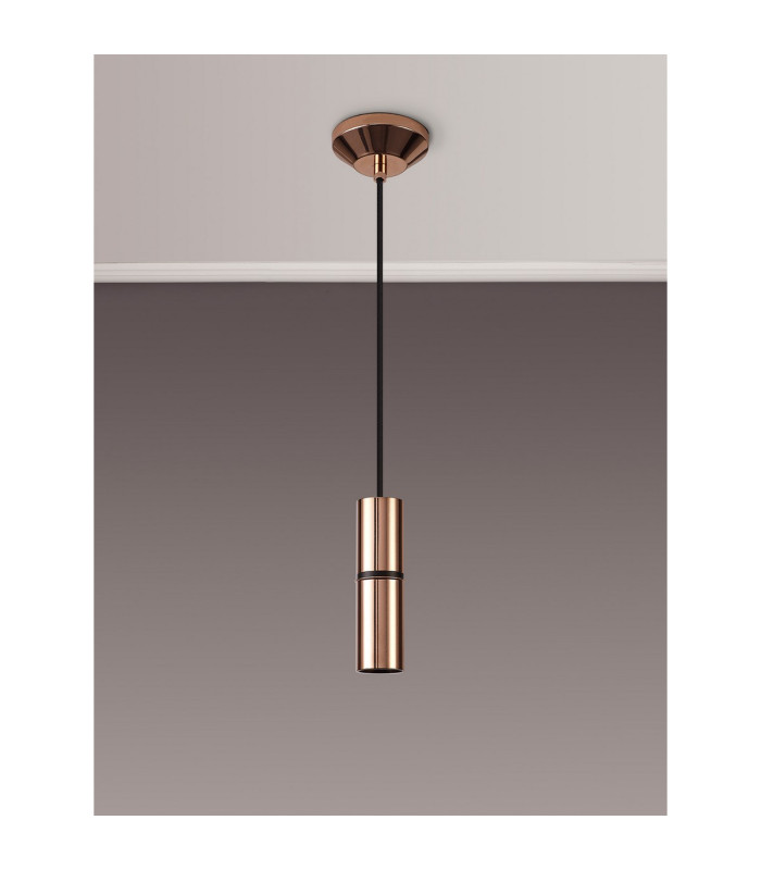 Hudsonville 10cm 1.5m 1 Light Pendant 1 x E27 Rose Gold/Black Braided Cable-3