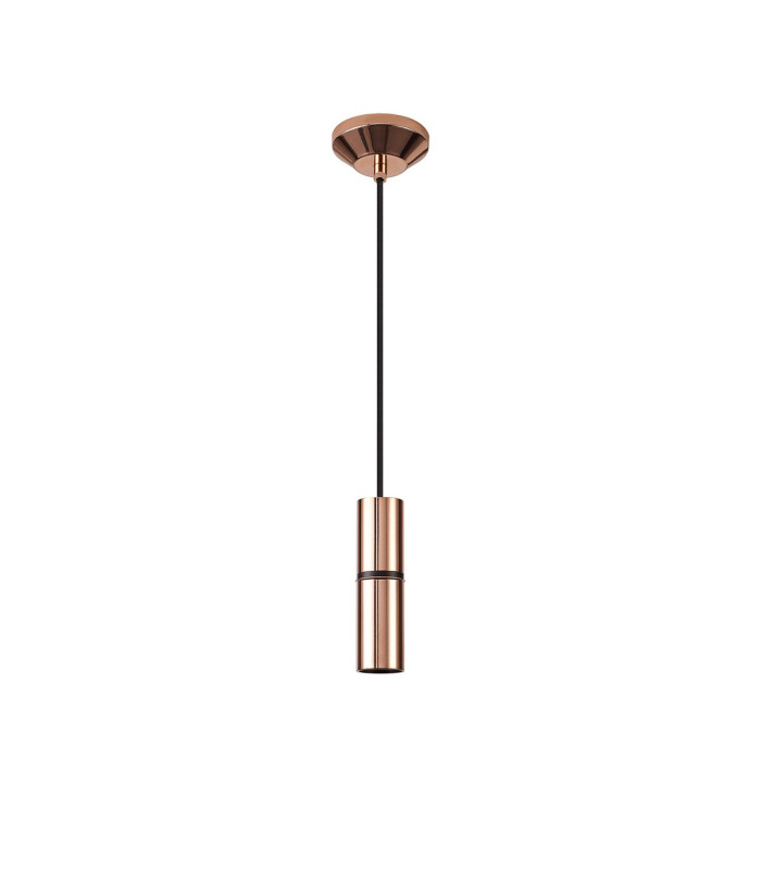 Hudsonville 10cm 1.5m 1 Light Pendant 1 x E27 Rose Gold/Black Braided Cable-4