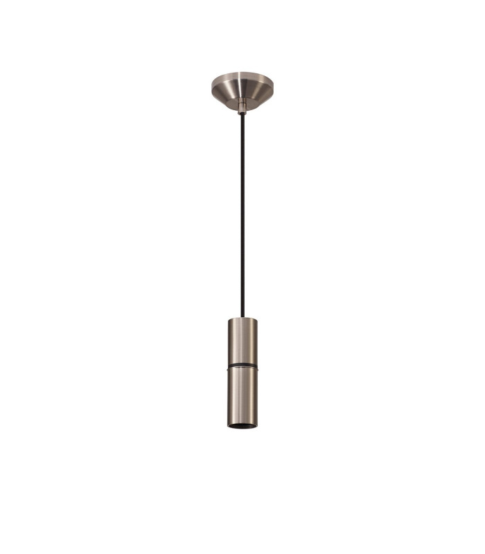 Hudsonville 10cm 1.5m 1 Light Pendant 1 x E27 Satin Nickel/Black Braided Cable-4