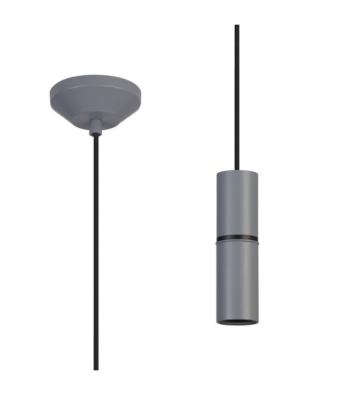 Hudsonville 10cm 1.5m 1 Light Pendant 1 x E27 Warm Grey/Black Braided Cable-1