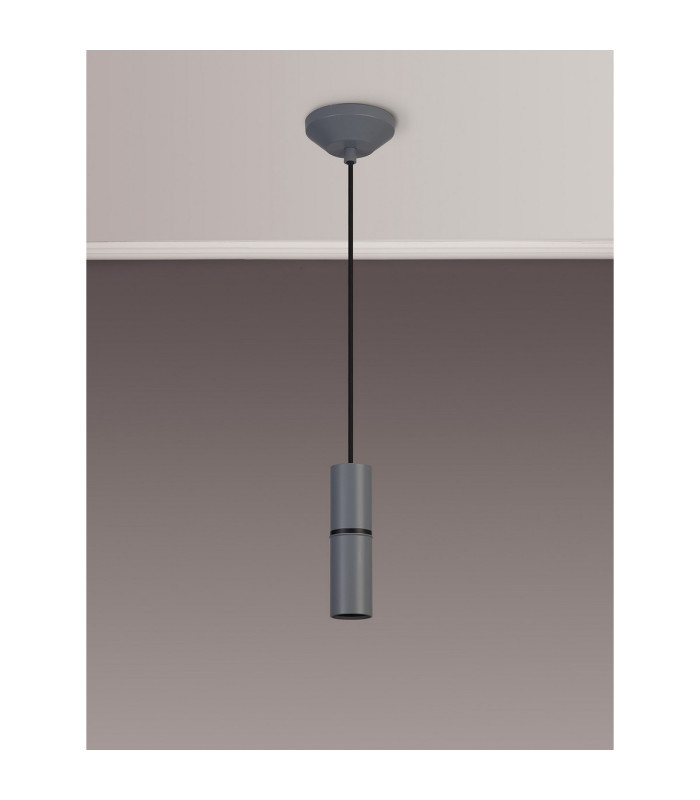 Hudsonville 10cm 1.5m 1 Light Pendant 1 x E27 Warm Grey/Black Braided Cable-3