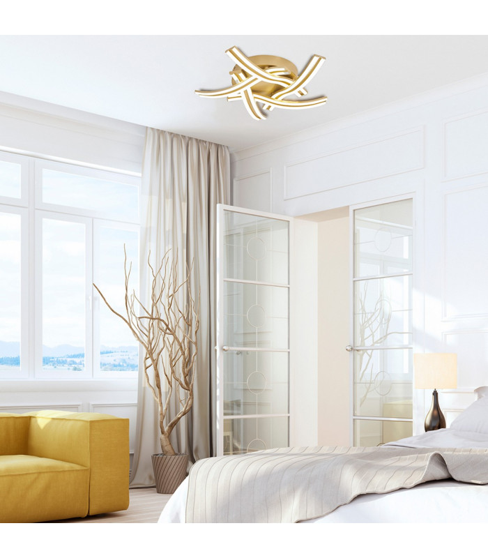 Hamburg 56cm 5 Light Ceiling 3 Step Dimming 5 x 12W LED 3500K 3792lm Sand Gold -4