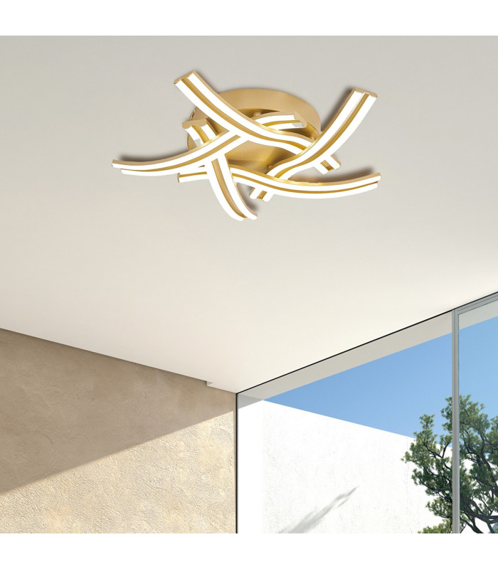 Hamburg 56cm 5 Light Ceiling 3 Step Dimming 5 x 12W LED 3500K 3792lm Sand Gold -5