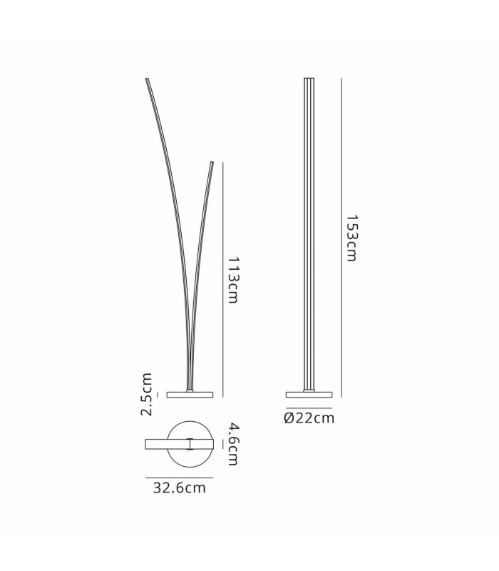 Hamburg 2 Light Floor Lamp Dimmable 16W/20W LED 3500K 2270lm Sand Gold -2