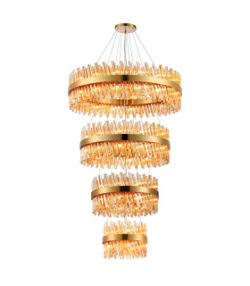 Lysander 4 Tier 40cm + 60cm + 80cm + 1m Pendant 10 + 18 + 24 + 32 Light G9 Brass/Amber Item Weight: 80kg-1
