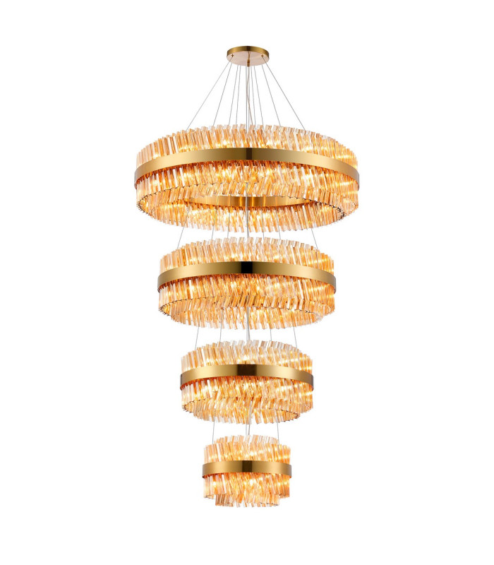 Lysander 4 Tier 40cm + 60cm + 80cm + 1m Pendant 10 + 18 + 24 + 32 Light G9 Brass/Amber Item Weight: 80kg-5