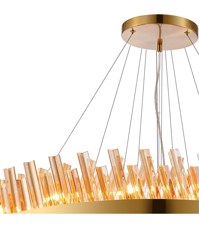 Lysander 4 Tier 40cm + 60cm + 80cm + 1m Pendant 10 + 18 + 24 + 32 Light G9 Brass/Amber Item Weight: 80kg-7