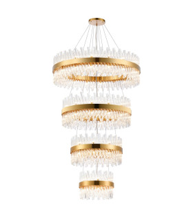 Lysander 4 Tier 40cm + 60cm + 80cm + 1m Pendant 10 + 18 + 24 + 32 Light G9 Brass/Clear Item Weight: 80kg-1