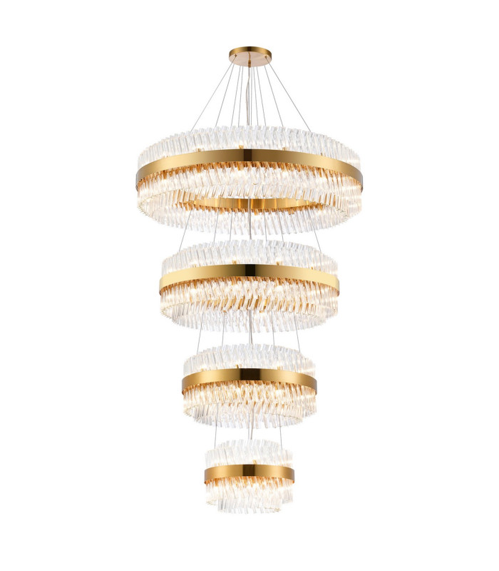 Lysander 4 Tier 40cm + 60cm + 80cm + 1m Pendant 10 + 18 + 24 + 32 Light G9 Brass/Clear Item Weight: 80kg-5