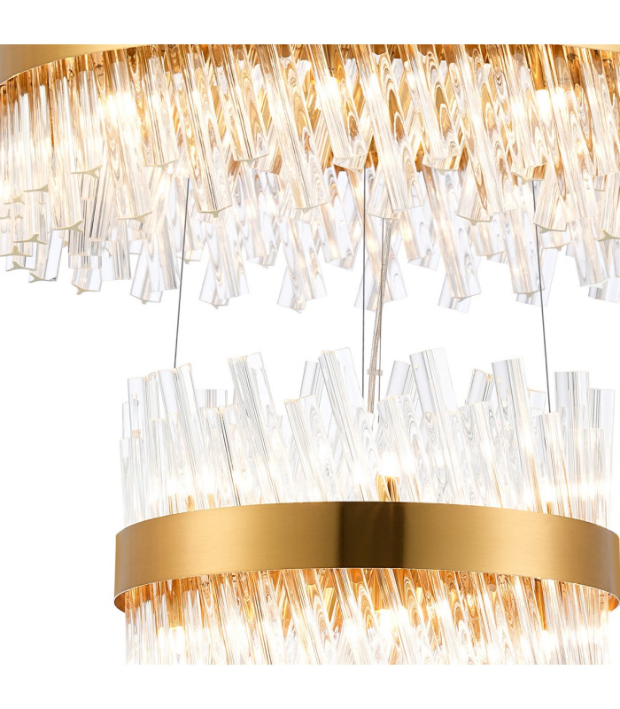 Lysander 4 Tier 40cm + 60cm + 80cm + 1m Pendant 10 + 18 + 24 + 32 Light G9 Brass/Clear Item Weight: 80kg-6