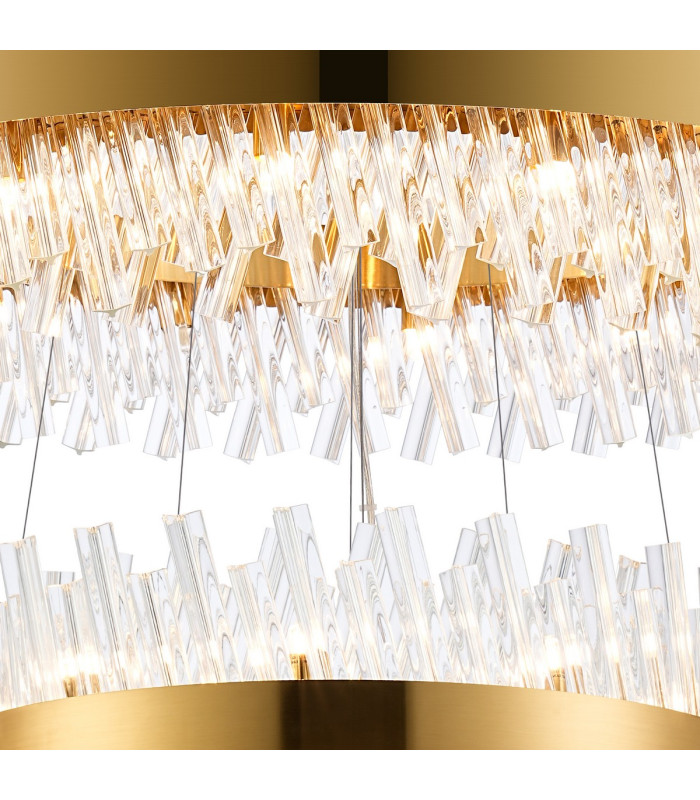Lysander 4 Tier 40cm + 60cm + 80cm + 1m Pendant 10 + 18 + 24 + 32 Light G9 Brass/Clear Item Weight: 80kg-8