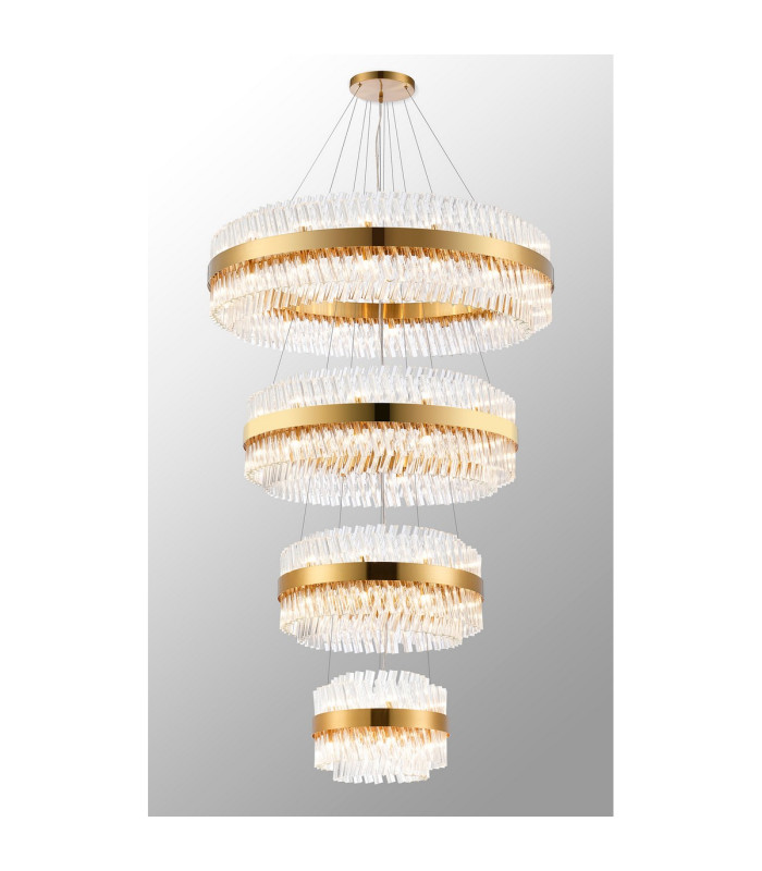 Lysander 4 Tier 40cm + 60cm + 80cm + 1m Pendant 10 + 18 + 24 + 32 Light G9 Brass/Clear Item Weight: 80kg-11