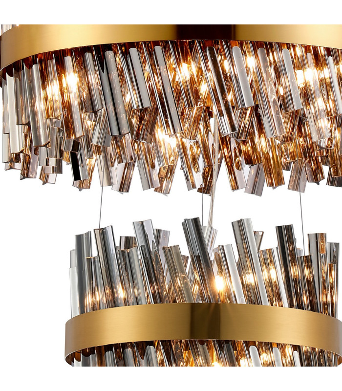 Lysander 4 Tier 40cm + 60cm + 80cm + 1m Pendant 10 + 18 + 24 + 32 Light G9 Brass/Smoke Item Weight: 80kg-6