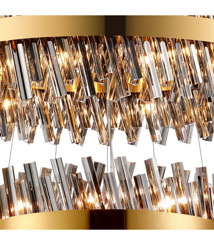 Lysander 4 Tier 40cm + 60cm + 80cm + 1m Pendant 10 + 18 + 24 + 32 Light G9 Brass/Smoke Item Weight: 80kg-8