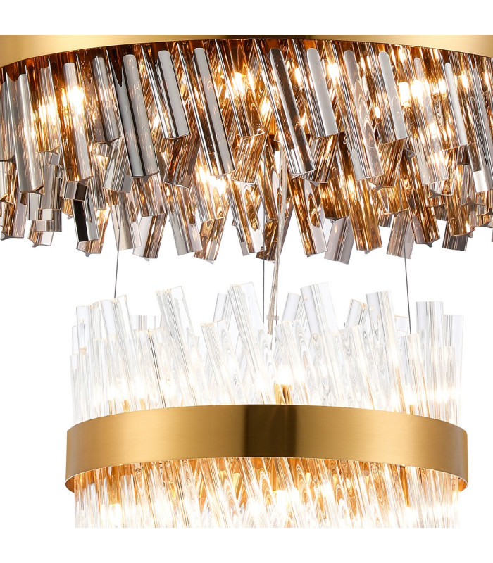 Lysander 4 Tier 40cm + 60cm + 80cm + 1m Pendant 10 + 18 + 24 + 32 Light G9 Brass/Smoke/Clear Item Weight: 80kg-6