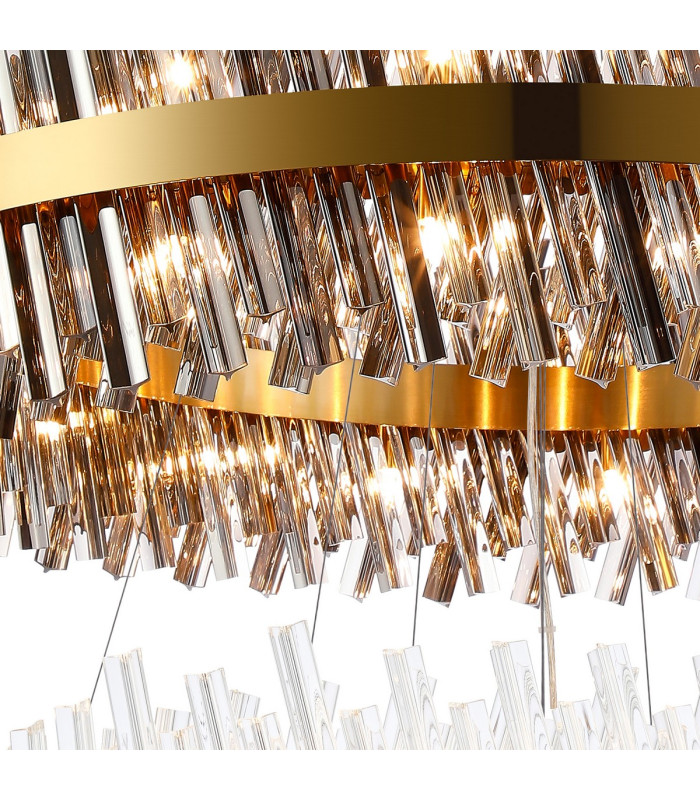 Lysander 4 Tier 40cm + 60cm + 80cm + 1m Pendant 10 + 18 + 24 + 32 Light G9 Brass/Smoke/Clear Item Weight: 80kg-8