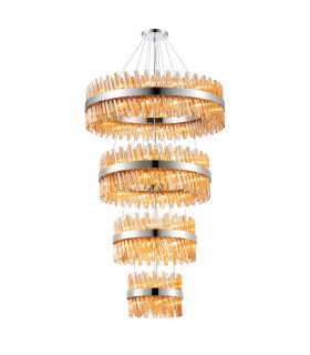 Lysander 4 Tier 40cm + 60cm + 80cm + 1m Pendant 10 + 18 + 24 + 32 Light G9 Polished Nickel/Amber Item Weight: 80kg-1