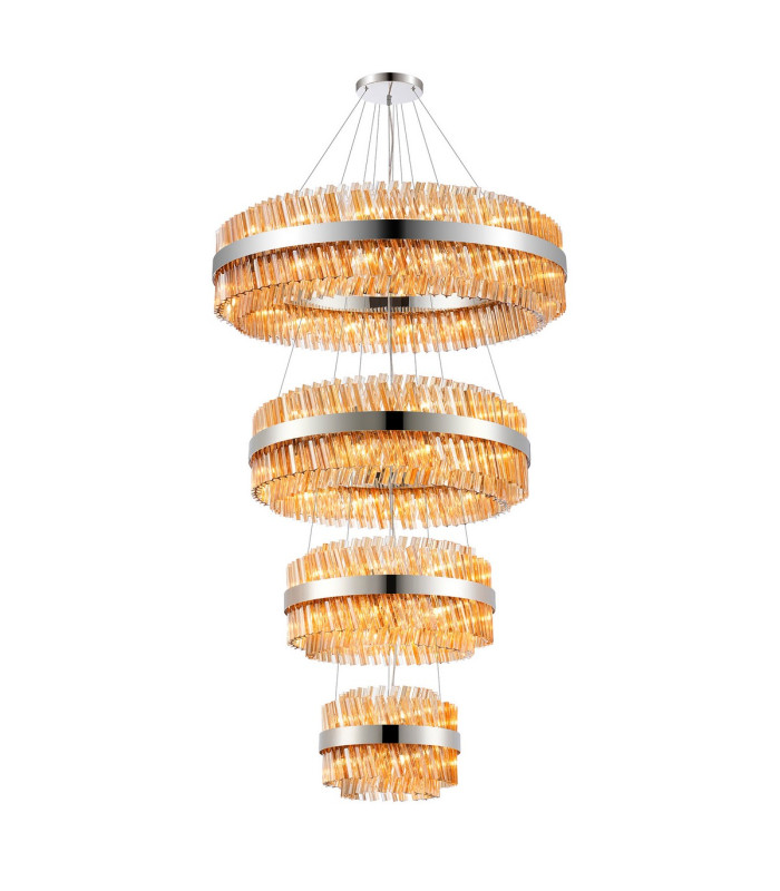 Lysander 4 Tier 40cm + 60cm + 80cm + 1m Pendant 10 + 18 + 24 + 32 Light G9 Polished Nickel/Amber Item Weight: 80kg-4