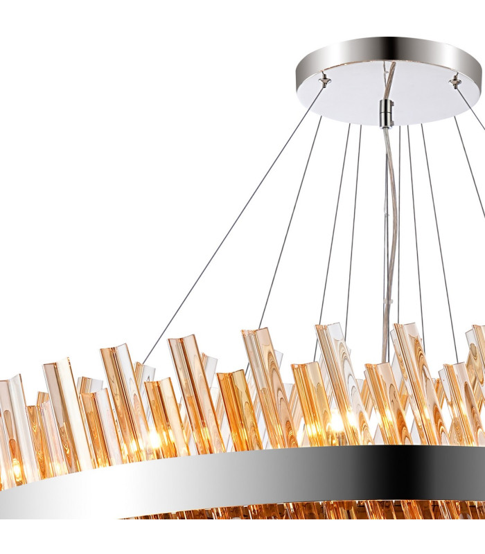 Lysander 4 Tier 40cm + 60cm + 80cm + 1m Pendant 10 + 18 + 24 + 32 Light G9 Polished Nickel/Amber Item Weight: 80kg-6