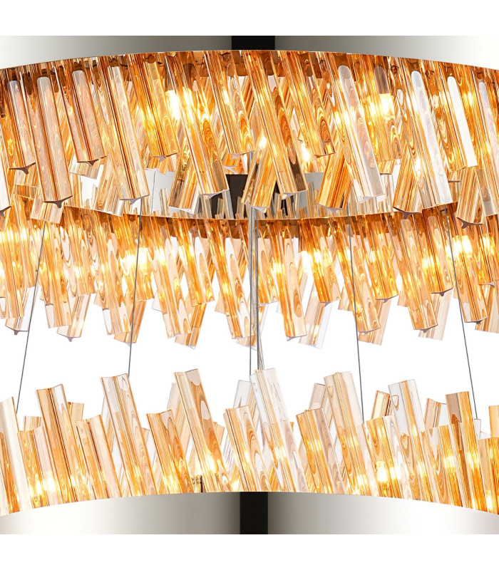 Lysander 4 Tier 40cm + 60cm + 80cm + 1m Pendant 10 + 18 + 24 + 32 Light G9 Polished Nickel/Amber Item Weight: 80kg-7