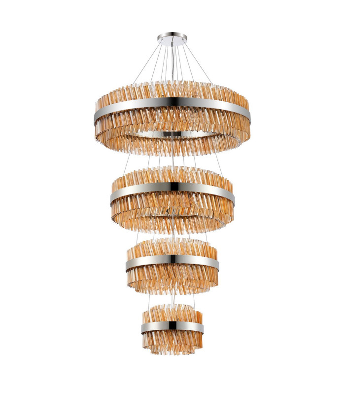 Lysander 4 Tier 40cm + 60cm + 80cm + 1m Pendant 10 + 18 + 24 + 32 Light G9 Polished Nickel/Amber Item Weight: 80kg-8