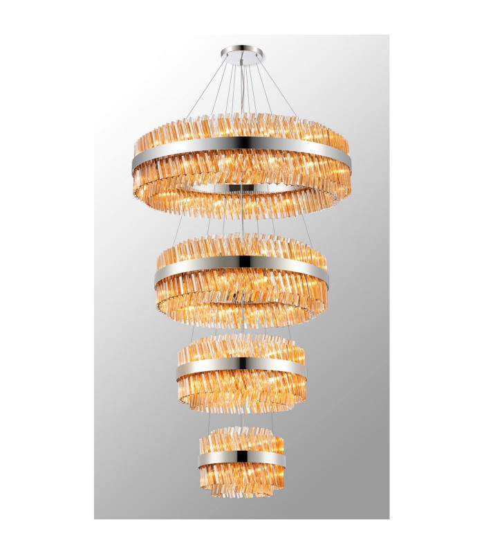 Lysander 4 Tier 40cm + 60cm + 80cm + 1m Pendant 10 + 18 + 24 + 32 Light G9 Polished Nickel/Amber Item Weight: 80kg-10