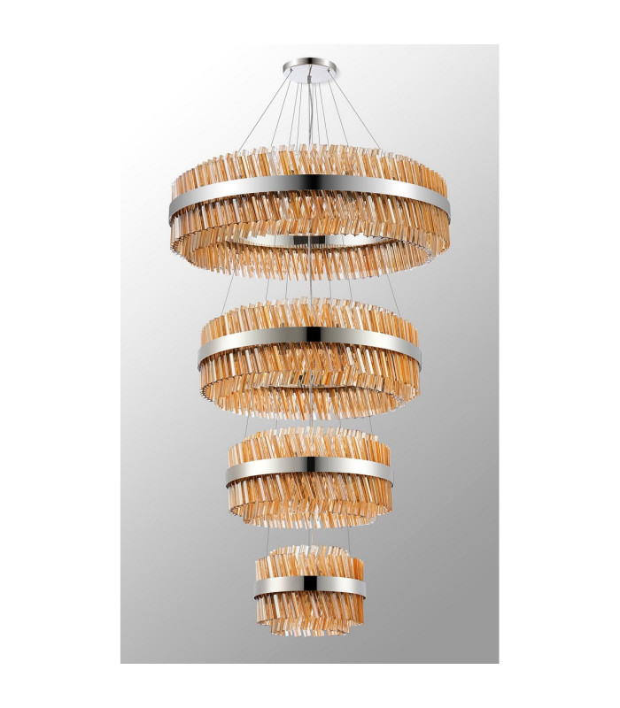 Lysander 4 Tier 40cm + 60cm + 80cm + 1m Pendant 10 + 18 + 24 + 32 Light G9 Polished Nickel/Amber Item Weight: 80kg-11