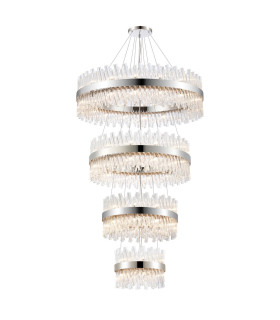 Lysander 4 Tier 40cm + 60cm + 80cm + 1m Pendant 10 + 18 + 24 + 32 Light G9 Polished Nickel/Clear Item Weight: 80kg-1