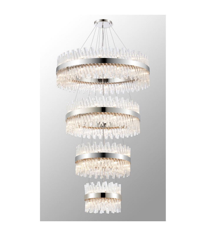 Lysander 4 Tier 40cm + 60cm + 80cm + 1m Pendant 10 + 18 + 24 + 32 Light G9 Polished Nickel/Clear Item Weight: 80kg-3