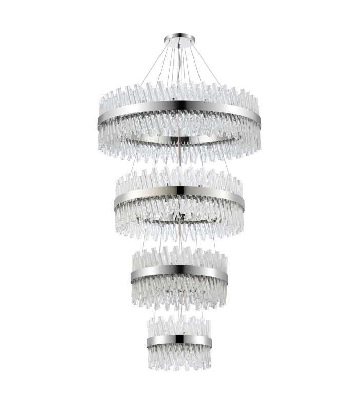 Lysander 4 Tier 40cm + 60cm + 80cm + 1m Pendant 10 + 18 + 24 + 32 Light G9 Polished Nickel/Clear Item Weight: 80kg-4