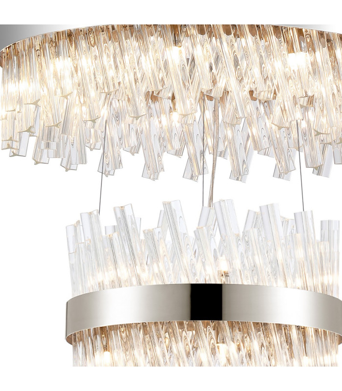 Lysander 4 Tier 40cm + 60cm + 80cm + 1m Pendant 10 + 18 + 24 + 32 Light G9 Polished Nickel/Clear Item Weight: 80kg-6