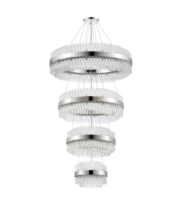 Lysander 4 Tier 40cm + 60cm + 80cm + 1m Pendant 10 + 18 + 24 + 32 Light G9 Polished Nickel/Clear Item Weight: 80kg-9