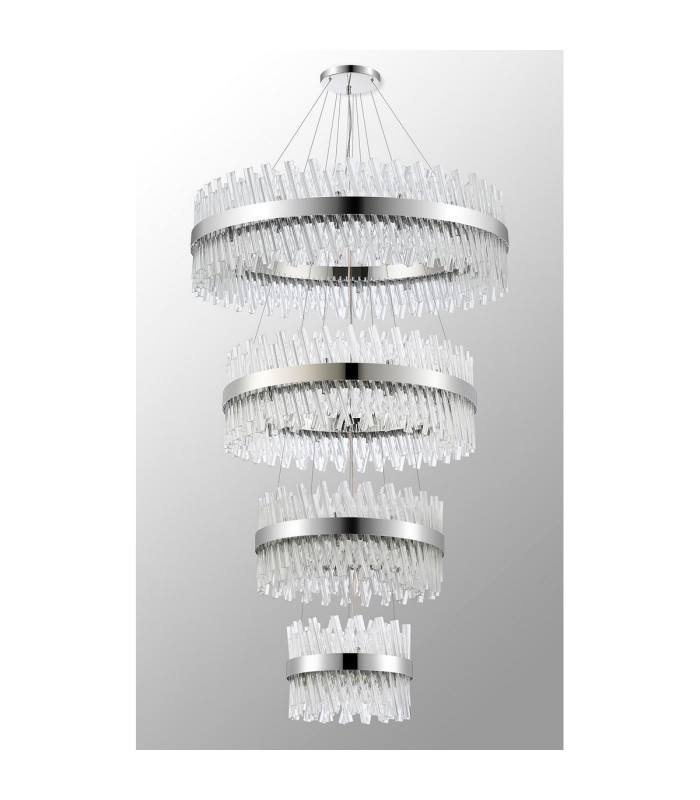Lysander 4 Tier 40cm + 60cm + 80cm + 1m Pendant 10 + 18 + 24 + 32 Light G9 Polished Nickel/Clear Item Weight: 80kg-10
