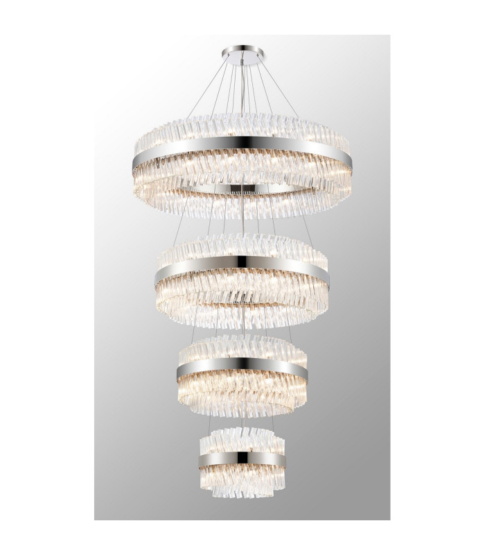 Lysander 4 Tier 40cm + 60cm + 80cm + 1m Pendant 10 + 18 + 24 + 32 Light G9 Polished Nickel/Clear Item Weight: 80kg-11