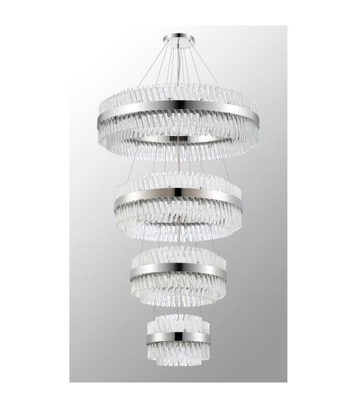 Lysander 4 Tier 40cm + 60cm + 80cm + 1m Pendant 10 + 18 + 24 + 32 Light G9 Polished Nickel/Clear Item Weight: 80kg-12