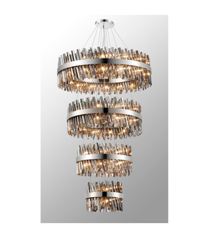 Lysander 4 Tier 40cm + 60cm + 80cm + 1m Pendant 10 + 18 + 24 + 32 Light G9 Polished Nickel/Smoke Item Weight: 80kg-3
