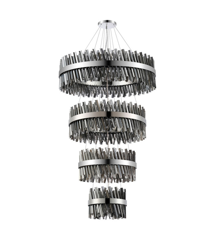 Lysander 4 Tier 40cm + 60cm + 80cm + 1m Pendant 10 + 18 + 24 + 32 Light G9 Polished Nickel/Smoke Item Weight: 80kg-4