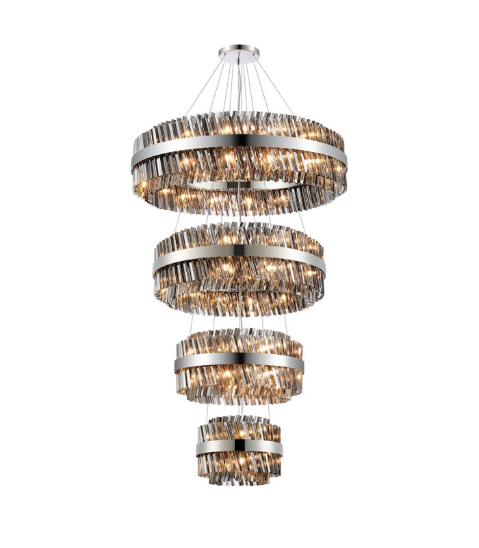 Lysander 4 Tier 40cm + 60cm + 80cm + 1m Pendant 10 + 18 + 24 + 32 Light G9 Polished Nickel/Smoke Item Weight: 80kg-5