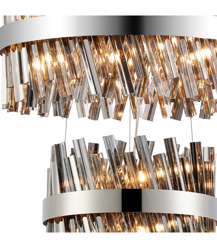 Lysander 4 Tier 40cm + 60cm + 80cm + 1m Pendant 10 + 18 + 24 + 32 Light G9 Polished Nickel/Smoke Item Weight: 80kg-6