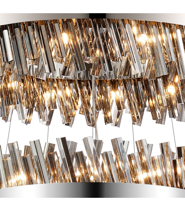 Lysander 4 Tier 40cm + 60cm + 80cm + 1m Pendant 10 + 18 + 24 + 32 Light G9 Polished Nickel/Smoke Item Weight: 80kg-8