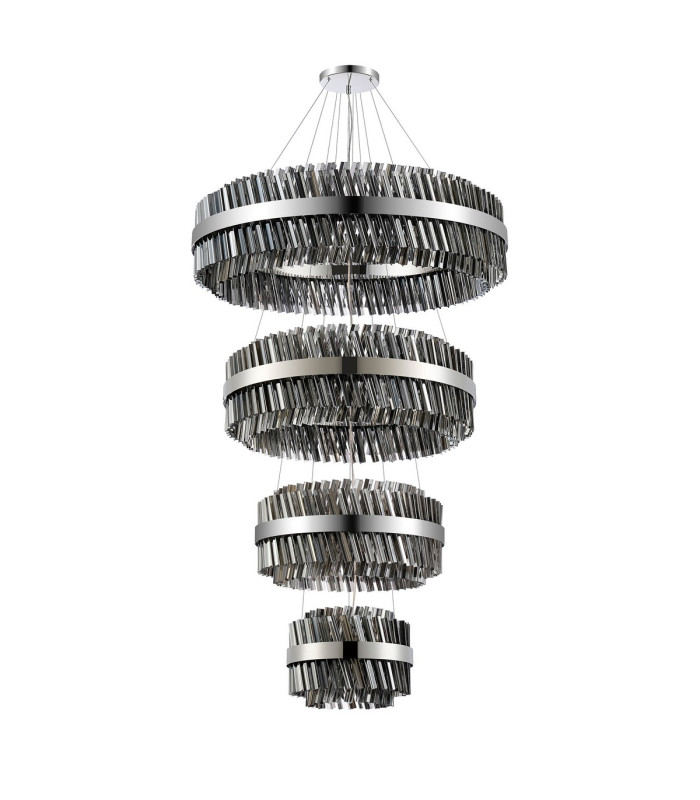 Lysander 4 Tier 40cm + 60cm + 80cm + 1m Pendant 10 + 18 + 24 + 32 Light G9 Polished Nickel/Smoke Item Weight: 80kg-9